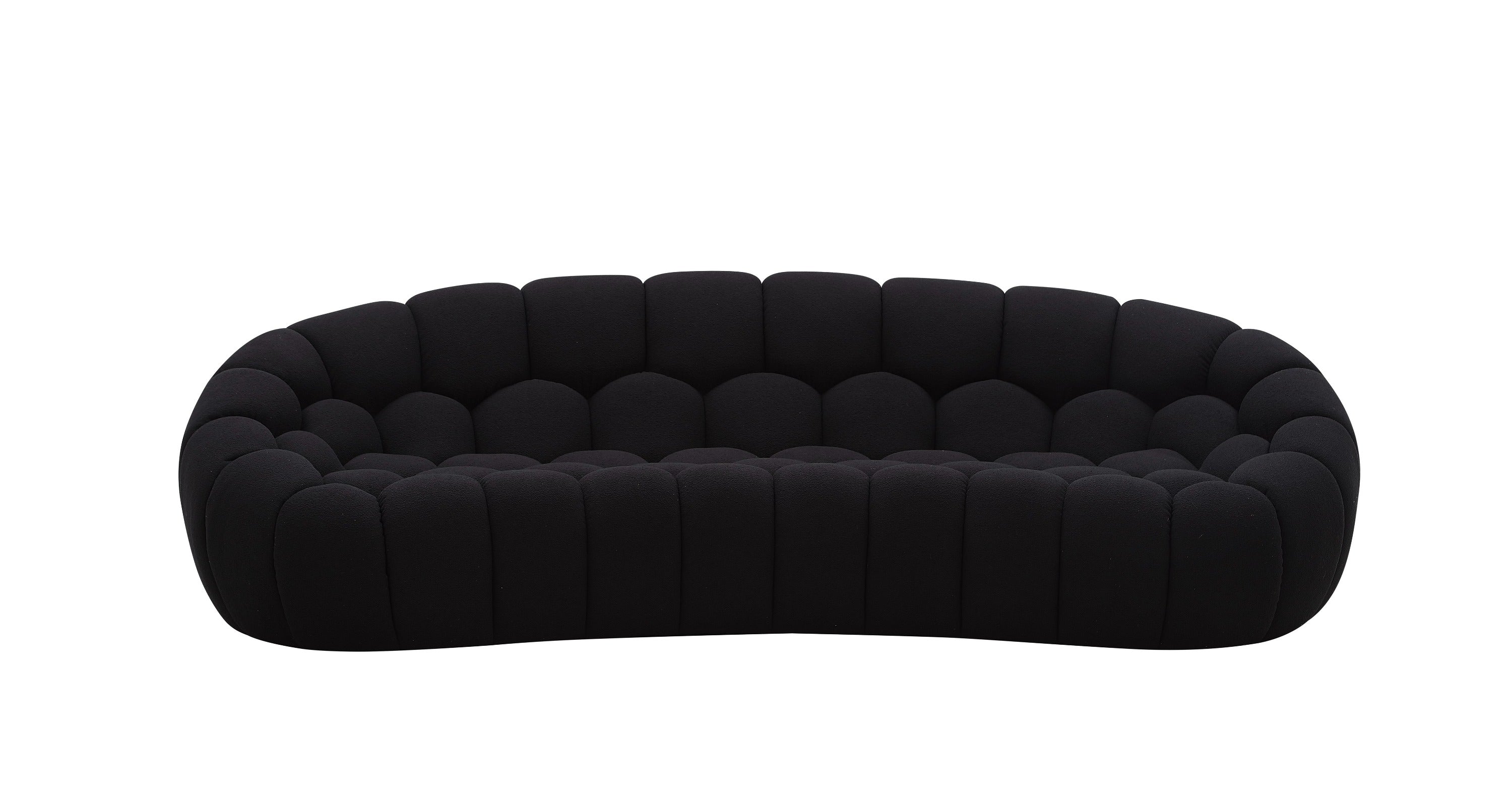 Divani Casa Yolonda Modern Curved Black Fabric Sofa Model VGEV-2126C-SOFA-BLK