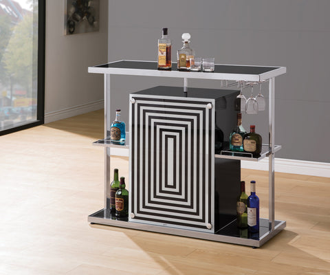 Coaster Zinnia 2-tier Bar Unit Glossy Black and White Model 130076