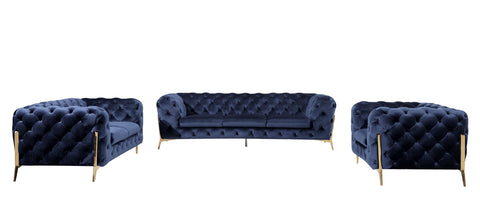 Divani Casa Sheila Modern Dark Blue Fabric Sofa Set Model VGCA1346-BLU