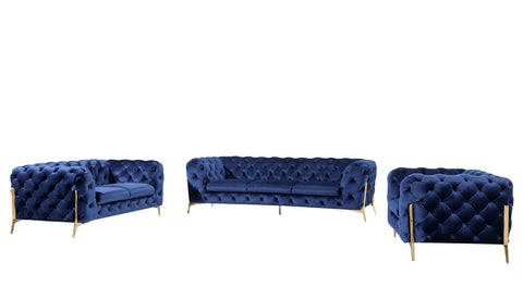 Divani Casa Sheila Modern Dark Blue Fabric Sofa Set Model VGCA1346-BLU