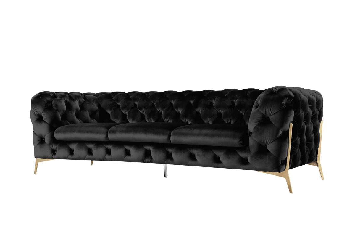 Divani Casa Sheila Modern Black Velvet Sofa Set Model VGCA1346-BLK