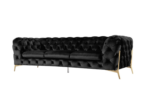 Divani Casa Sheila Modern Black Velvet Sofa Set Model VGCA1346-BLK