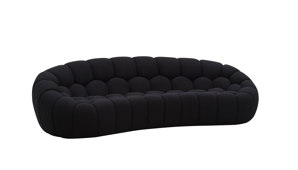 Divani Casa Yolonda Modern Curved Black Fabric Sofa Model VGEV-2126C-SOFA-BLK