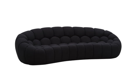 Divani Casa Yolonda Modern Curved Black Fabric Sofa Set Model VGEV-2126C-SET-BLK
