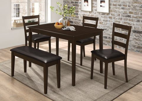 Coaster Guillen 5-piece Dining Set with Bench Cappuccino and Dark Brown Model 150232