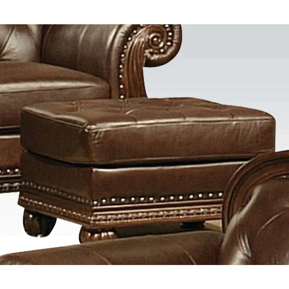 Anondale Espresso Top Grain Leather Match Ottoman Model 15034 By ACME Furniture