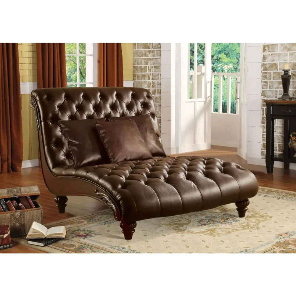 Anondale 2-Tone Brown PU Chaise Model 15035 By ACME Furniture
