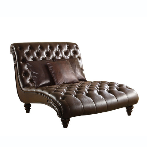 ACME Anondale Two Tone Brown PU & Brown Finish Anondale Chaise Model 15035