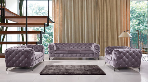 Divani Casa Delilah Modern Grey Fabric Sofa Set Model VGCA1546-GRY