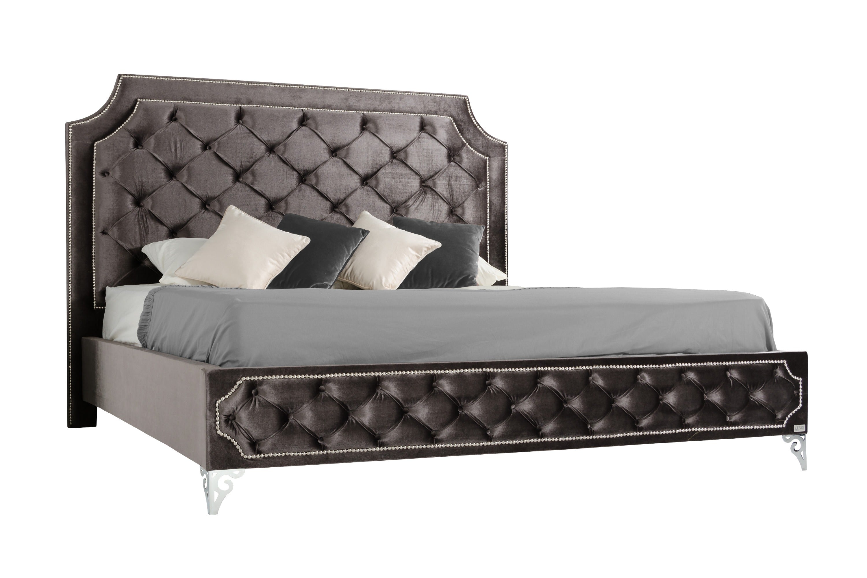 Leilah Transitional Tufted Fabric Bed Model VGKNLEILAH-GREY