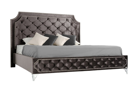 Queen Leilah Transitional Tufted Fabric Bed Model VGKNLEILAH-GREY-Q