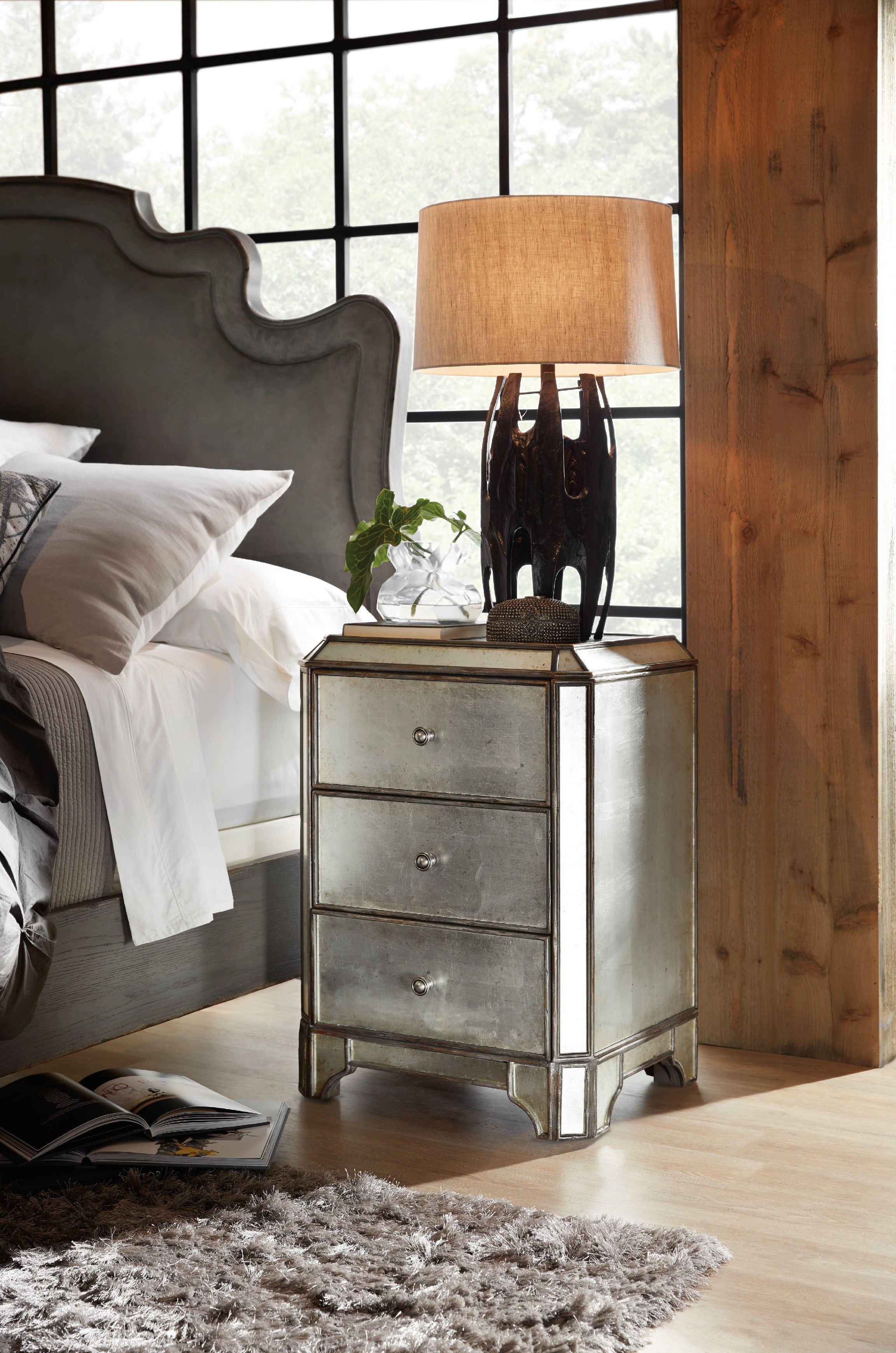 Hooker Furniture Bedroom Arabella Mirrored Three-Drawer Nightstand