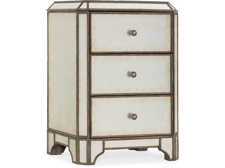 Hooker Furniture Bedroom Arabella Mirrored Three-Drawer Nightstand