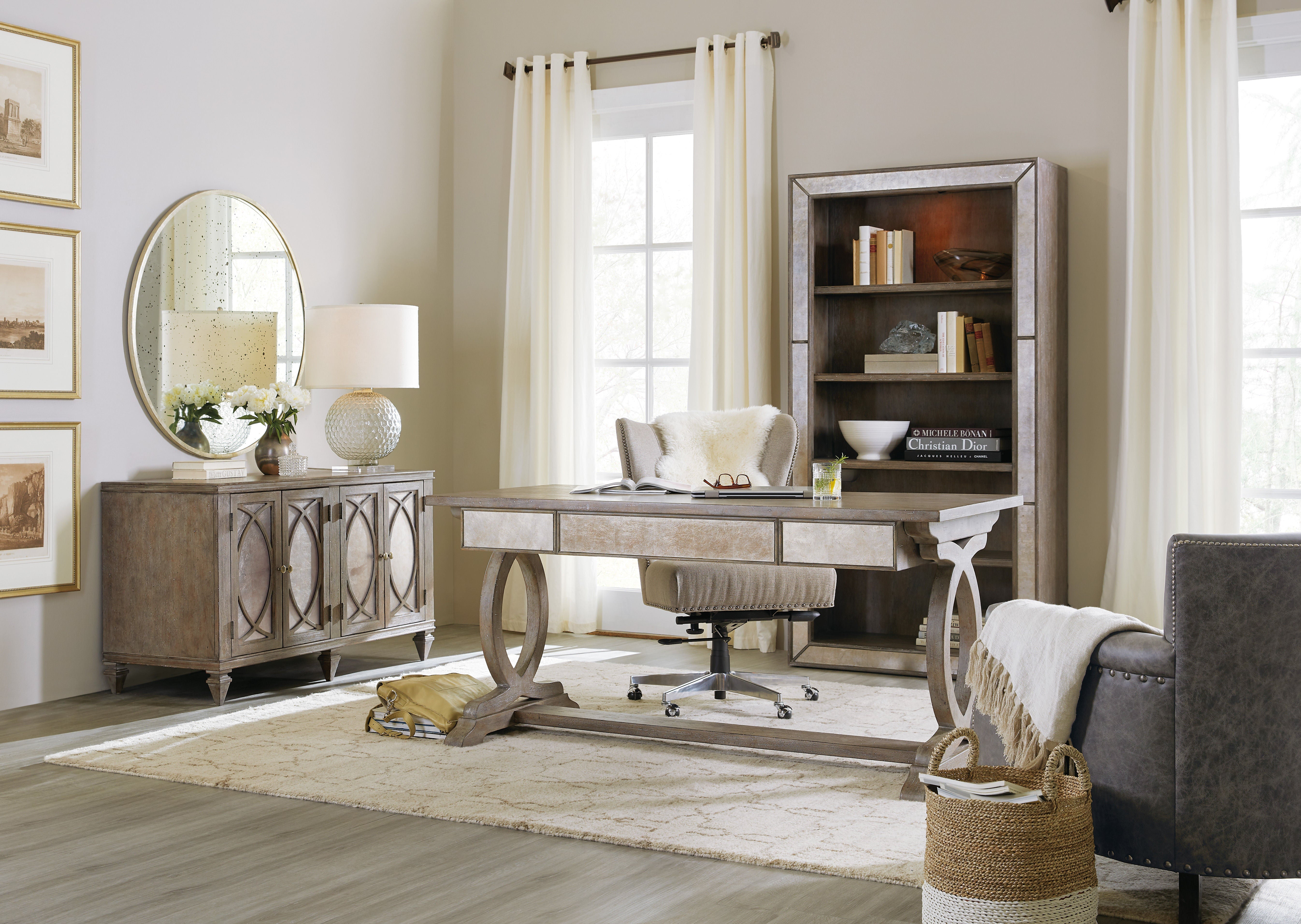 Hooker Furniture Home Office Rustic Glam Trestle Desk