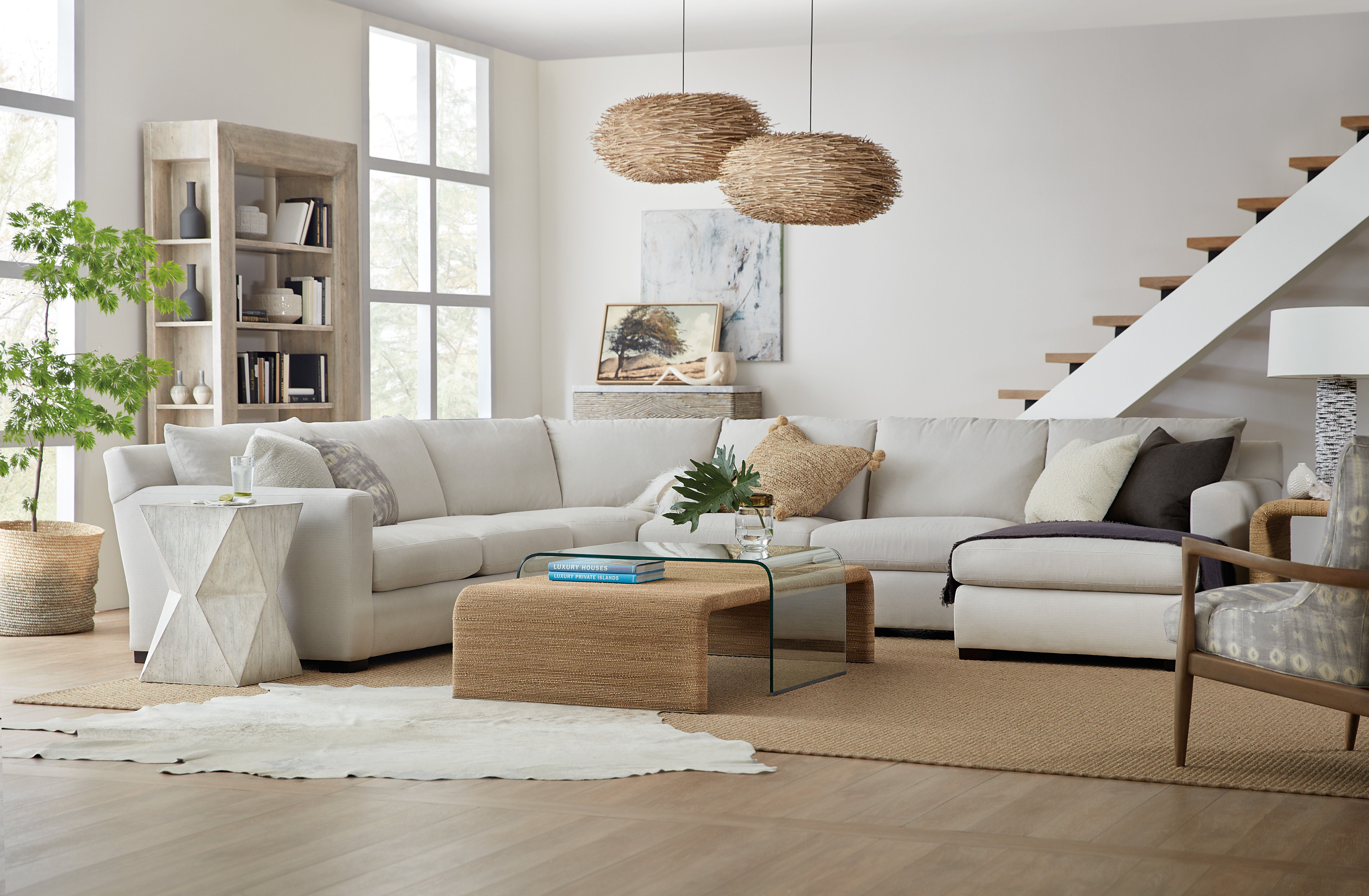 Hooker Furniture Living Room Amani Rope and Glass Cocktail Table