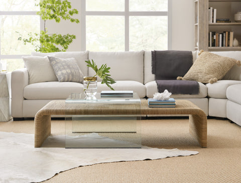 Hooker Furniture Living Room Amani Rope and Glass Cocktail Table