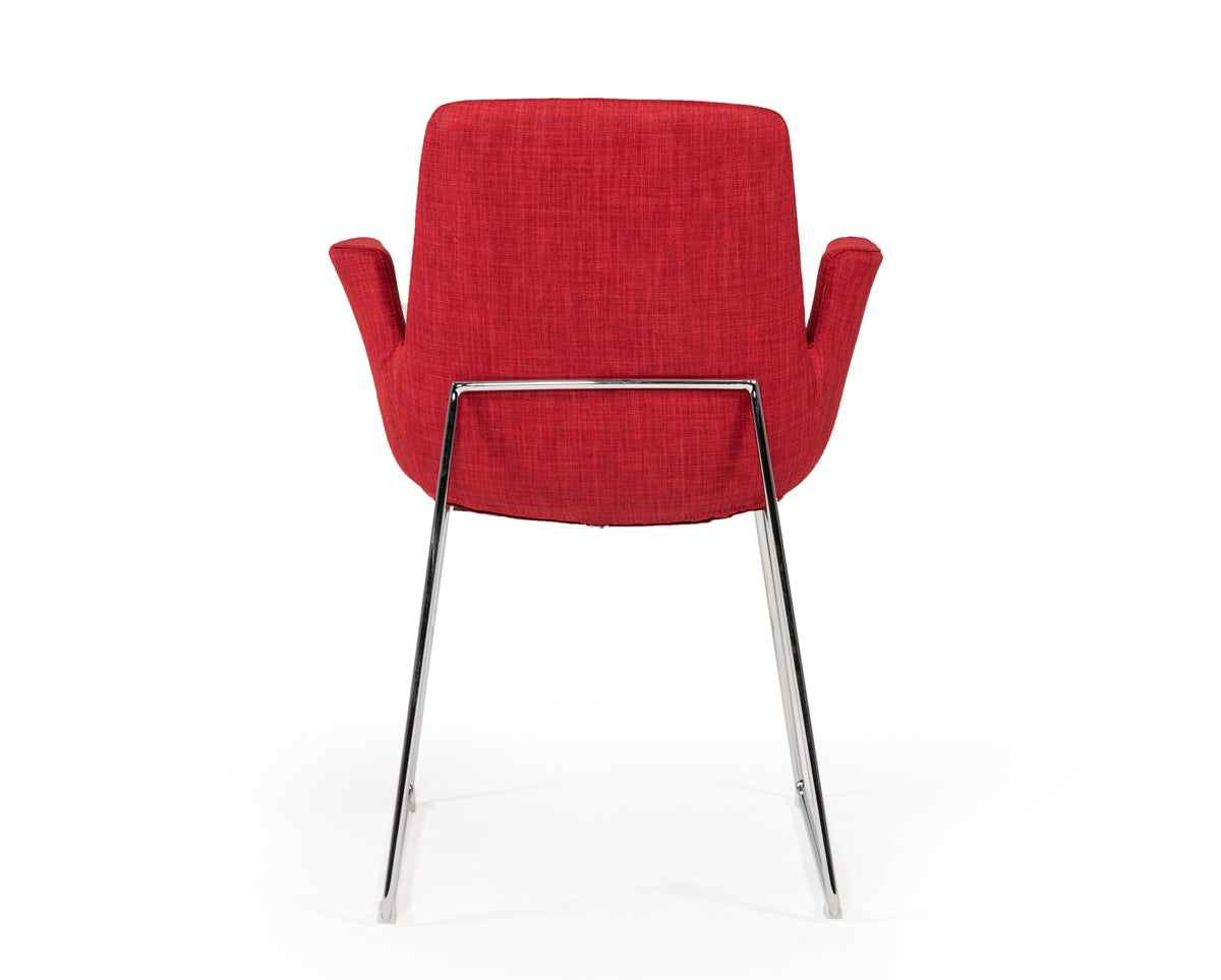 Modrest Altair Mid Century Red Fabric Dining Chair Model VGOBTY100-F-RED