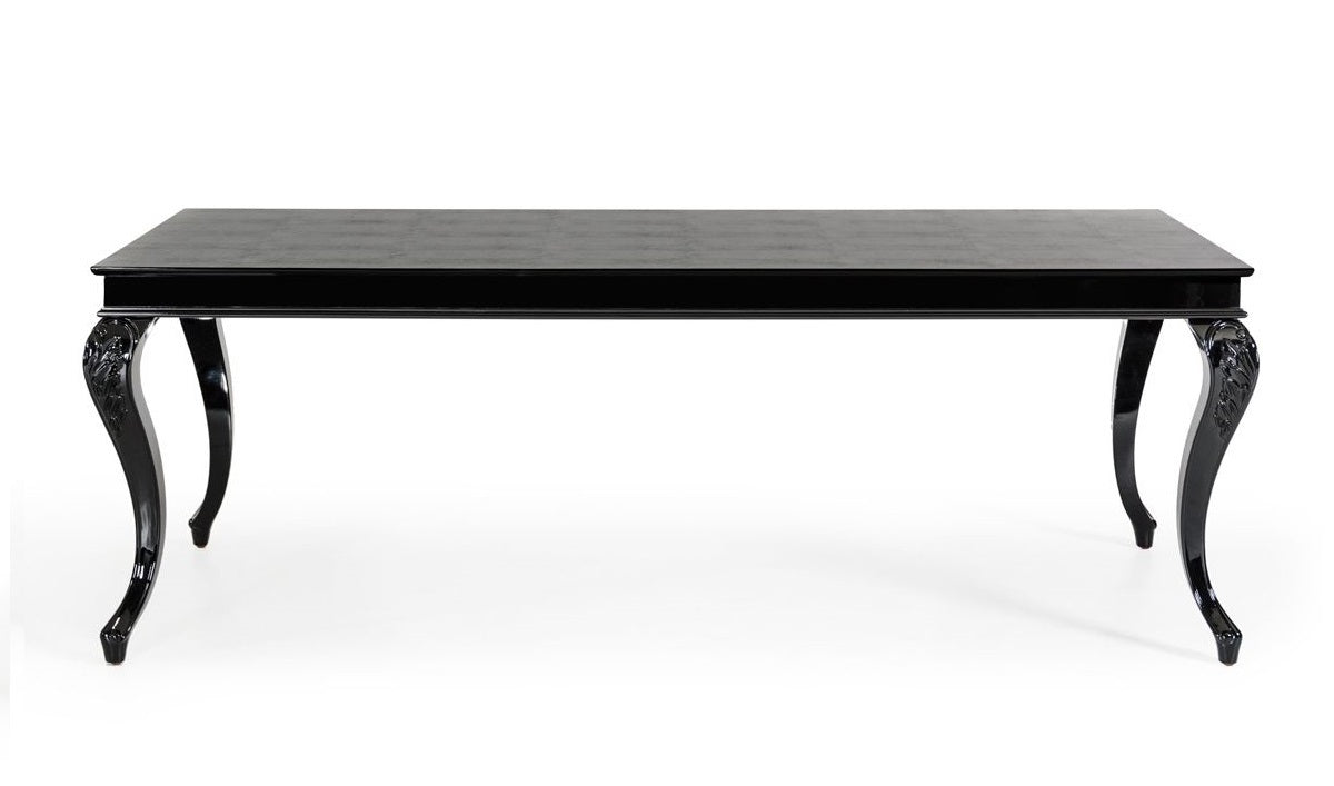 A&X Sovereign Transitional Black Crocodile Dining Table With Black Gloss Legs Model VGUNRC830-220-BLK