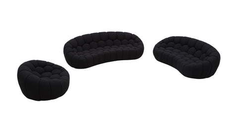 Divani Casa Yolonda Modern Curved Black Fabric Sofa Set Model VGEV-2126C-SET-BLK