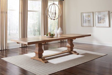 Coaster Florence Double Pedestal Dining Table Rustic Smoke Model 180201