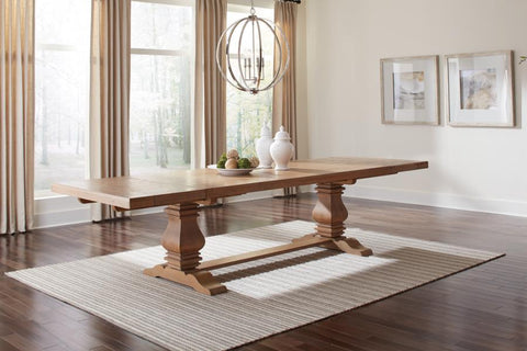 Coaster Florence Double Pedestal Dining Table Rustic Smoke Model 180201