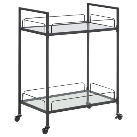 Coaster Curltis Serving Cart with Glass Shelves Clear and Black Model 181065