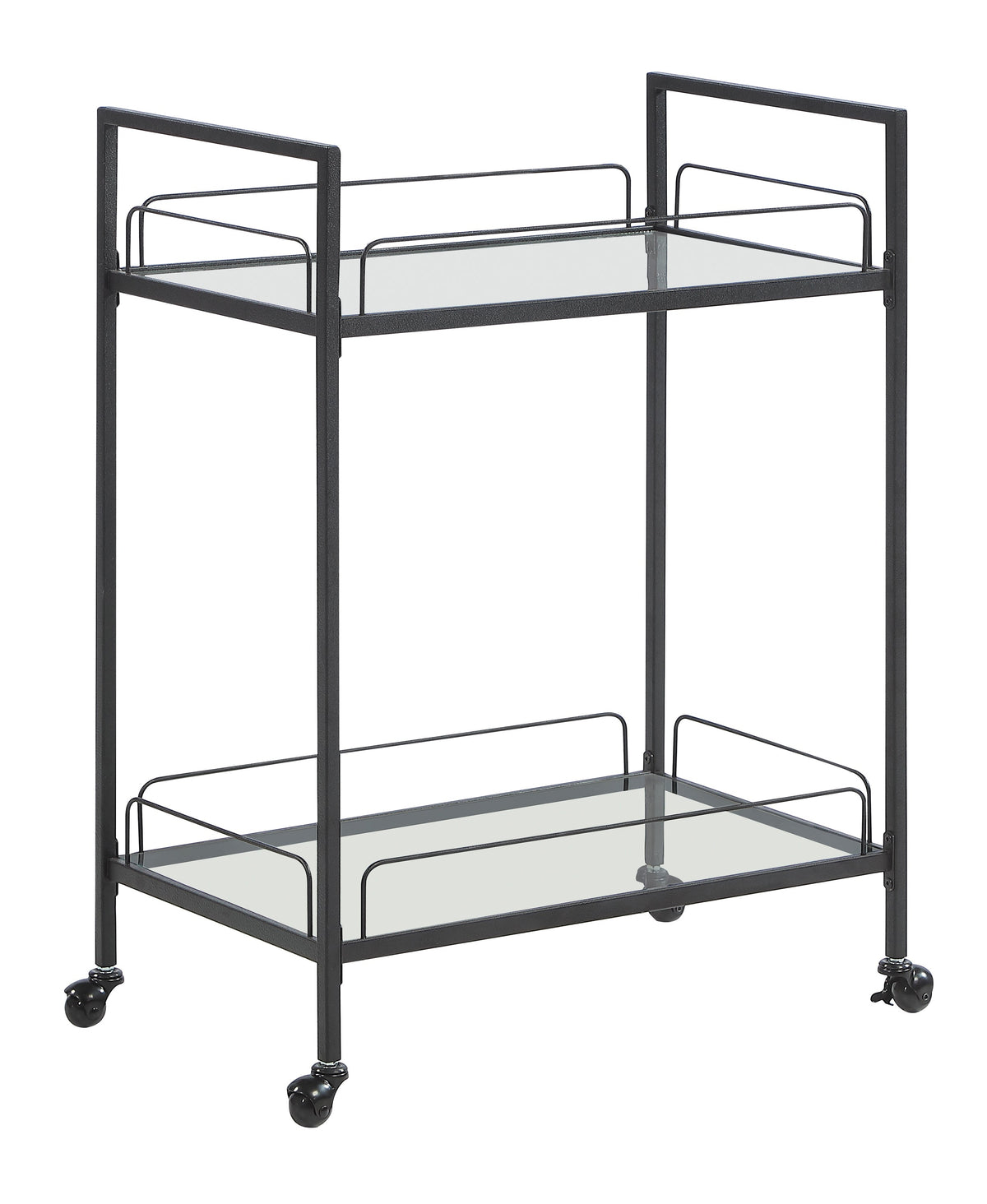 Coaster Curltis Serving Cart with Glass Shelves Clear and Black Model 181065
