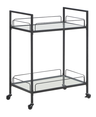 Coaster Curltis Serving Cart with Glass Shelves Clear and Black Model 181065