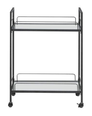 Coaster Curltis Serving Cart with Glass Shelves Clear and Black Model 181065
