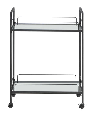 Coaster Curltis Serving Cart with Glass Shelves Clear and Black Model 181065