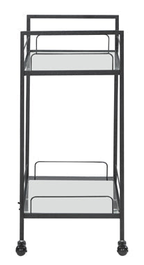 Coaster Curltis Serving Cart with Glass Shelves Clear and Black Model 181065