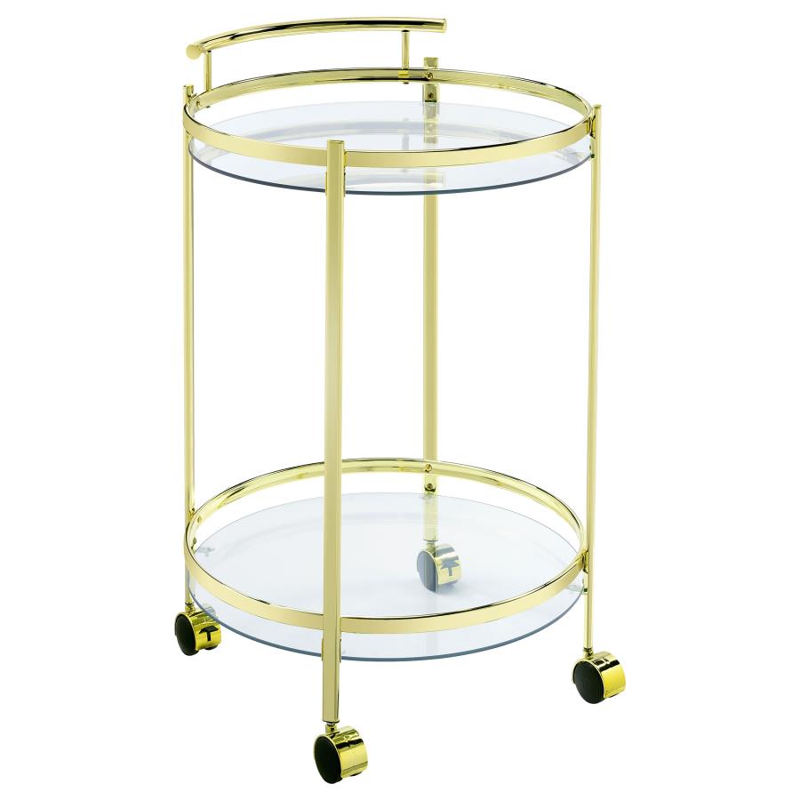 Coaster Chrissy Round Glass Bar Cart Brass Model 181366