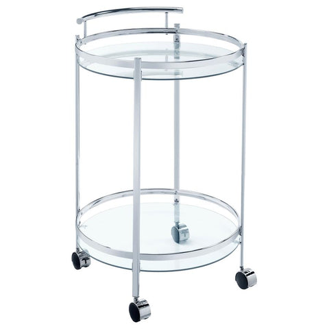 Coaster Chrissy Round Glass Bar Cart Chrome Model 181367