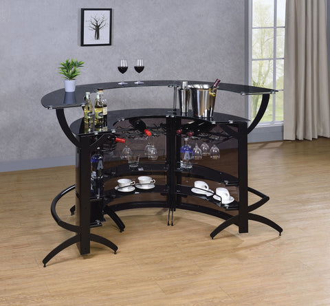 Coaster Dallas Curved Bar Unit Smoke and Black, Set of 3 Model 182135-S3