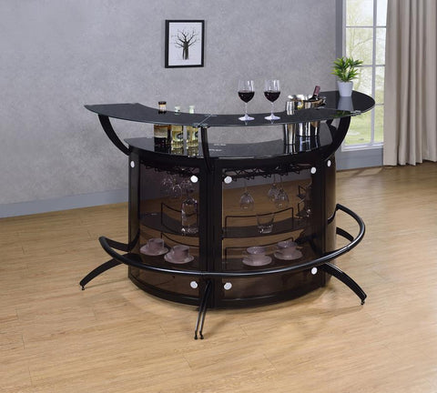 Coaster Dallas Curved Bar Unit Smoke and Black, Set of 3 Model 182135-S3