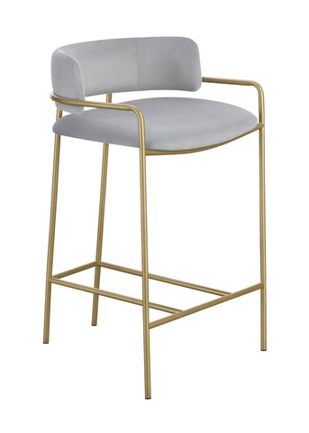 Coaster Comstock Upholstered Low Back Stool Grey and Gold Model 182159