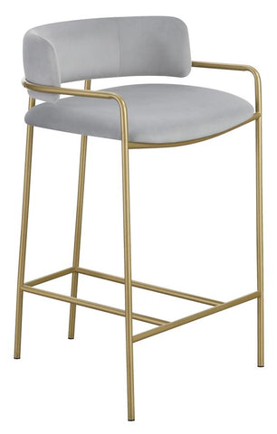 Coaster Comstock Upholstered Low Back Stool Grey and Gold Model 182159