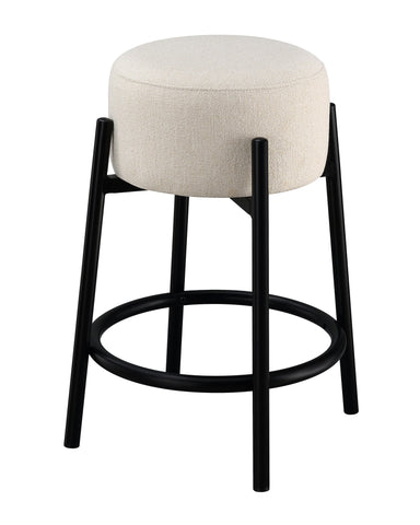 Coaster Leonard Upholstered Backless Round Stools White and Black (Set of 2) Model 182175