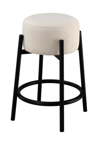 Coaster Leonard Upholstered Backless Round Stools White and Black (Set of 2) Model 182175