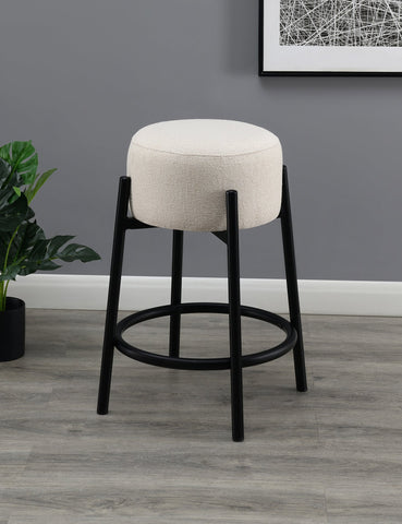 Coaster Leonard Upholstered Backless Round Stools White and Black (Set of 2) Model 182175