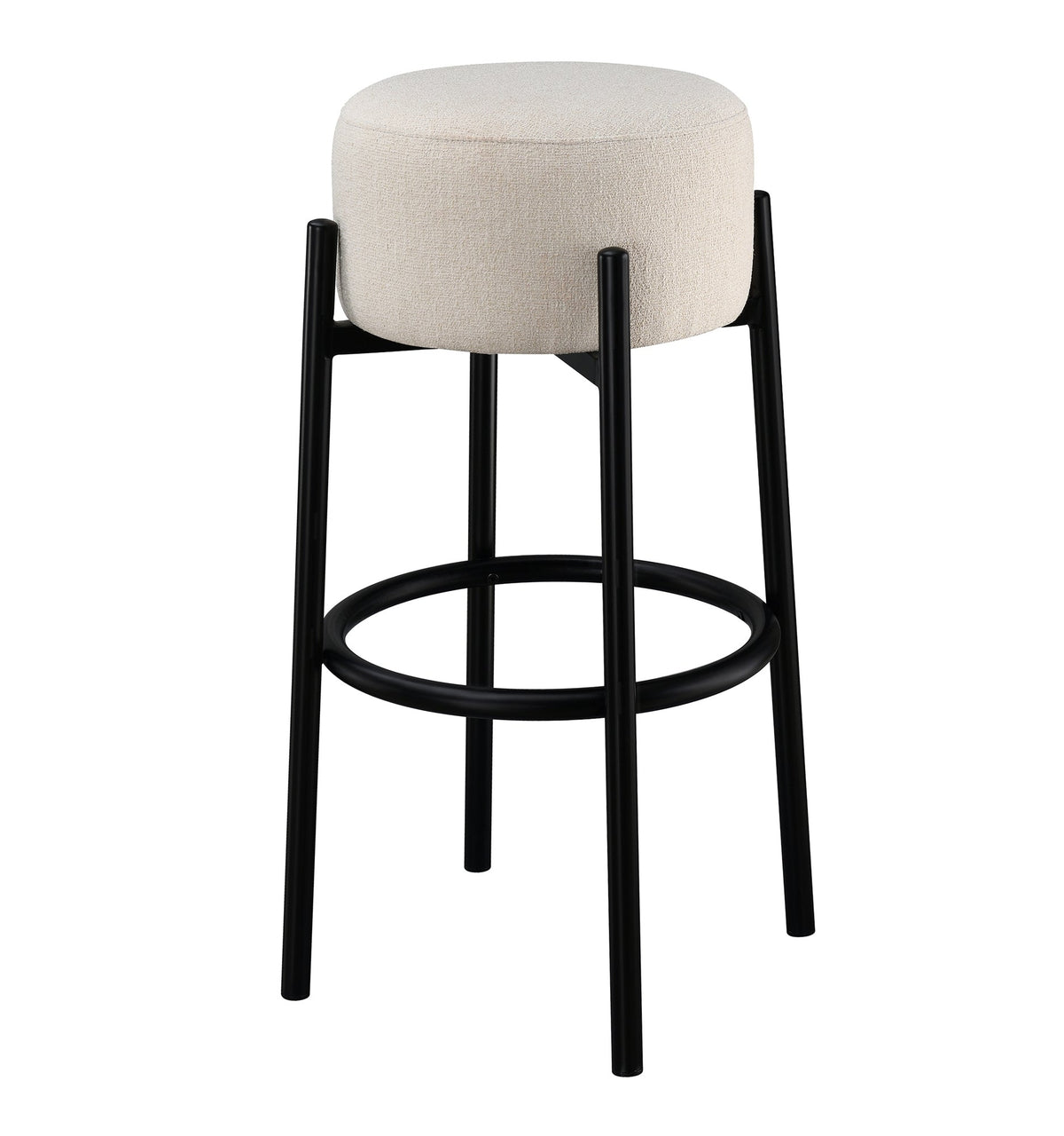 Coaster Leonard Upholstered Backless Round Stools White and Black (Set of 2) Model 182176