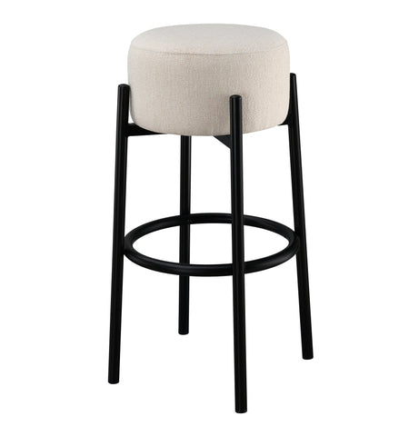 Coaster Leonard Upholstered Backless Round Stools White and Black (Set of 2) Model 182176