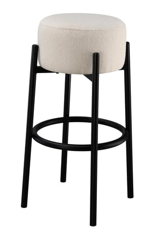 Coaster Leonard Upholstered Backless Round Stools White and Black (Set of 2) Model 182176