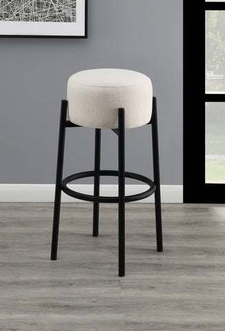 Coaster Leonard Upholstered Backless Round Stools White and Black (Set of 2) Model 182176