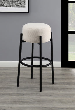Coaster Leonard Upholstered Backless Round Stools White and Black (Set of 2) Model 182176