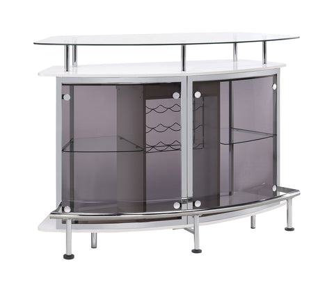 Coaster Gideon Crescent Shaped Glass Top Bar Unit with Drawer Model 182235
