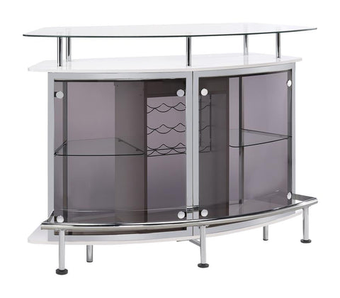 Coaster Gideon Crescent Shaped Glass Top Bar Unit with Drawer Model 182235