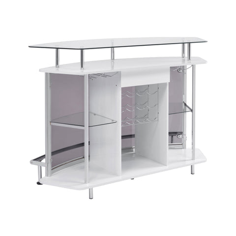 Coaster Gideon Crescent Shaped Glass Top Bar Unit with Drawer Model 182235