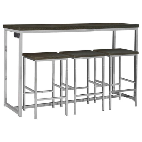 Coaster Cassidy 4-piece Rectangle Counter Height Set Dark Oak and Chrome Model 182255
