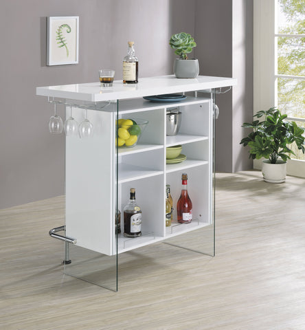 Coaster Acosta Rectangular Bar Unit with Footrest and Glass Side Panels Model 182632
